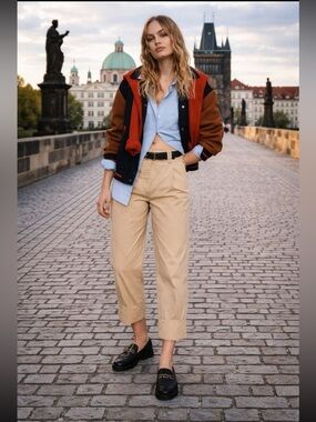 Anthropologie High-Cuff Chino Pants size 4.